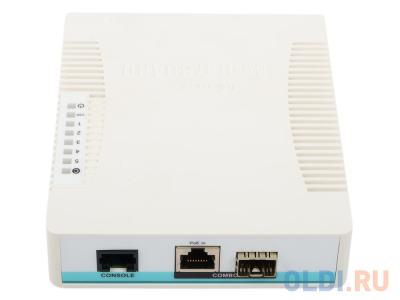 Коммутатор MikroTik CRS106-1C-5S Cloud Router Switch 106-1C-5S with QCA8511 400MHz CPU, 128MB RAM, lx Combo port (Gigabit Ethernet or SFP), 5 x SFP ca фото