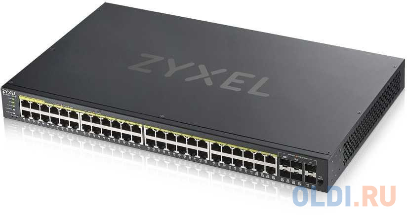 ZYXEL GS1920-48HPv2 Hybrid Smart switch PoE+ Zyxel Nebula Flex, 44xGE PoE+, 4xCombo (SFP/RJ-45 PoE+), 2xSFP, budget PoE 375W, Standalone / cloud manag