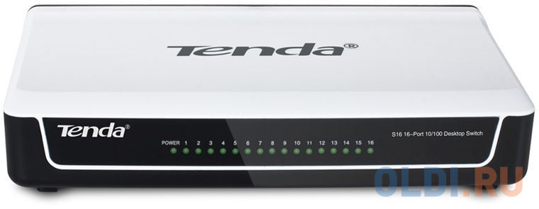 Коммутатор Tenda S16 16x100Mb неуправляемый коммутатор 10port 100m 8poe tef1110p 8 63w tenda