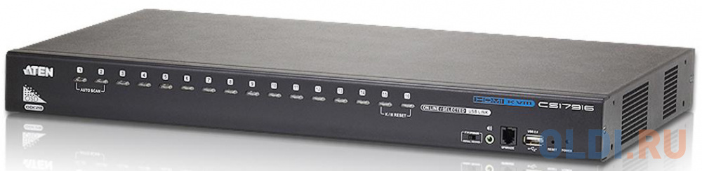 KVM-переключатель USB HDMI 16PORT CS17916-AT-G ATEN переключатель kvm aten cs692 at kvm audio 1 user usb hdmi 2 cpu usb hdmi со встр шнурами usb audio 2x1 2м 1920x1200 настол исп станда