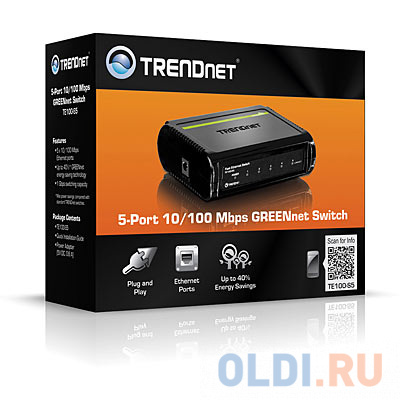 Коммутатор Trendnet TE100-S5   5-Port 10/100Mbps Fast Ethernet Switch TE100S5 - фото 4