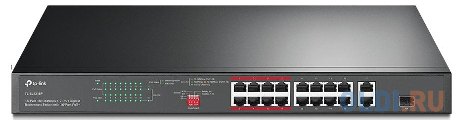 16-port 10/100Mbps + 2-port Gigabit unmanaged switch with 16 PoE+ ports, compliant with 802.3af/at PoE, 150W PoE budget,  support 250m Extend Mode, pr fpm 3171g r3be 8u rackmount 17