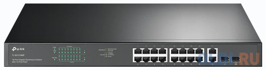 18-port gigabit Unmanaged switch with 16 PoE+ ports, 18 10/100/1000Mbps RJ-45 port, 2 combo SFP ports, compliant with 802.3af/at, 250W PoE budget, sup reyee 24 port gigabit l2 managed poe switch 24 gigabit rj45 poe poe ports 4 sfp slots 370w poe power budget 19 inch rack mountable stell case