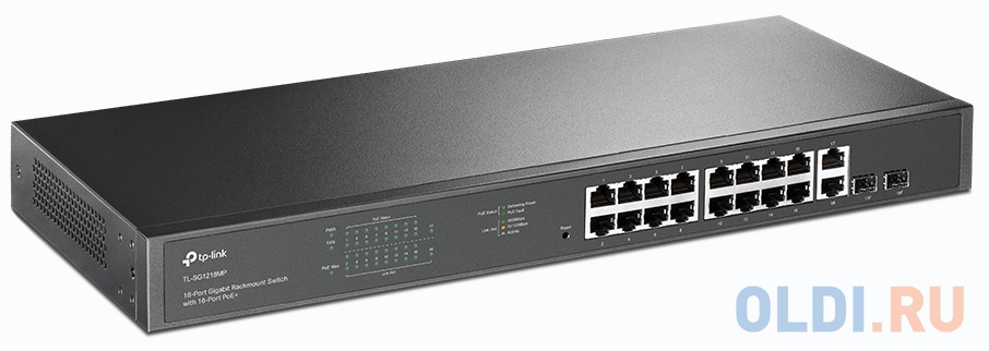 18-port gigabit Unmanaged switch with 16 PoE+ ports, 18 10/100/1000Mbps RJ-45 port, 2 combo SFP ports, compliant with 802.3af/at, 250W PoE budget, sup фото