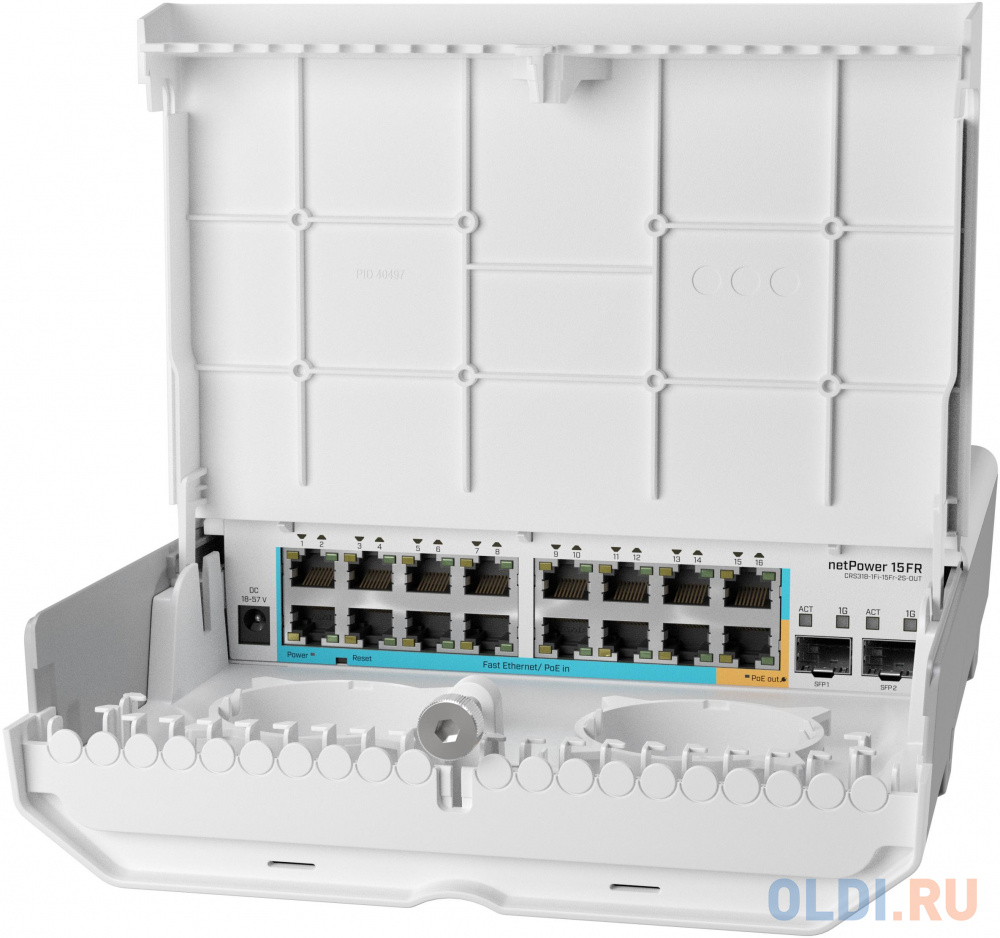 Коммутатор MikroTik CRS318-1Fi-15Fr-2S-OUT 15FR with RouterOS L5 license ccr1036 8g 2s em r2 cloud core router 1036 8g 2s em with tilera tile gx36 cpu 36 cores 1 2ghz per core 16gb ram 2xsfp cage 8xgbit lan routeros