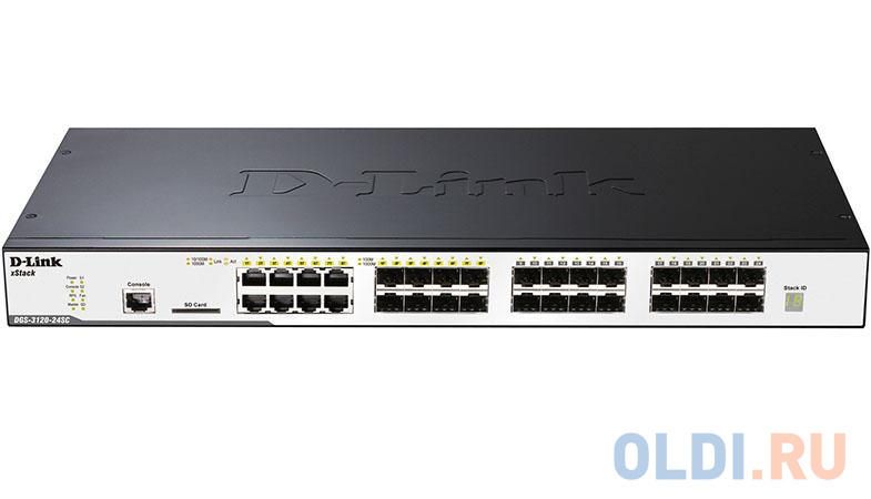 D-Link DGS-3120-24SC/B1ASI PROJ  Управляемый стекируемый коммутатор уровня 2+ с 16 портами 100/1000Base-X SFP, 8 комбо-портами 100/1000Base-T/SFP и 2 портами 10GBase-CX4 DGS-3120-24SC/B1ASI - фото 1