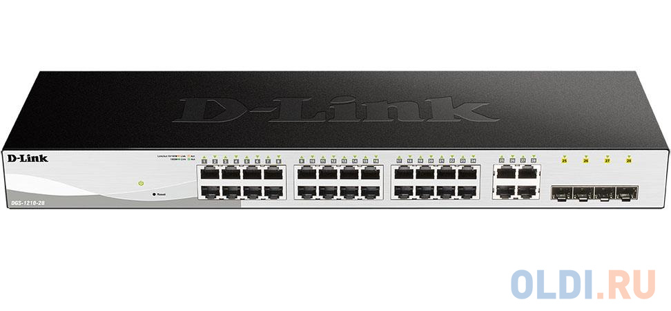 D-Link DGS-1210-28/FL1A Управляемый коммутатор 2 уровня с 24 портами 10/100/1000Base-T и 4 комбо-портами 100/1000Base-T/SFP коммутатор d link dgs 1210 52mpp e2a 48x1гбит с 4sfp 48poe 740w управляемый