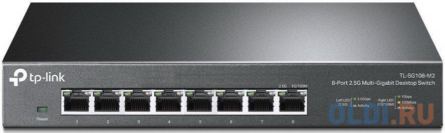 8-port Desktop 2.5G Unmanaged switch, 8 100/1G/2.5G RJ-45 ports, Fanless design, 12V/1.5A DC power supply