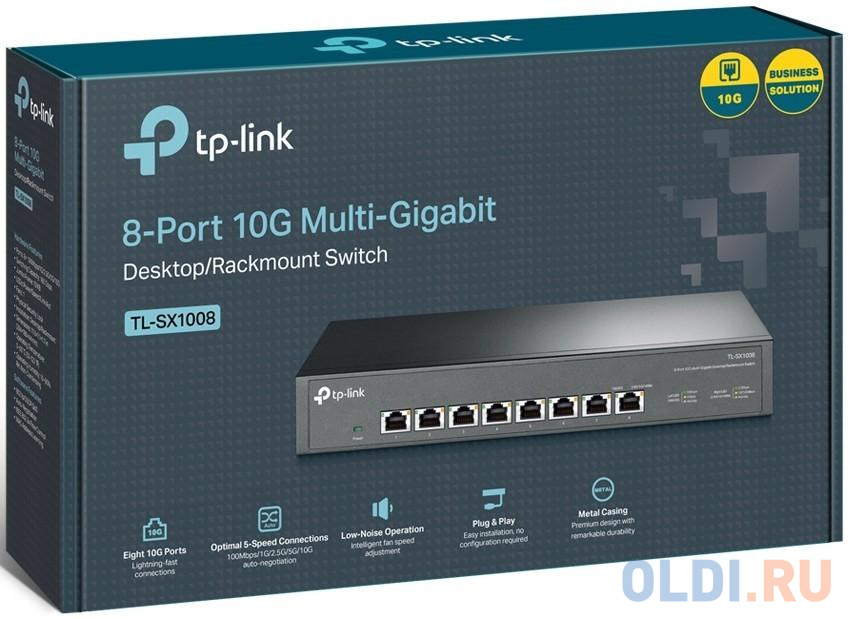 8-port Desktop/Rackmount 10G Unmanaged Switch, 8 100/1G/2.5G/5G/10G RJ-45 ports,  1 Fan with intelligent speed control, 100-240 VAC, 50/60 Hz TL-SX1008 - фото 5