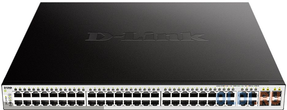 Коммутатор D-Link DGS-1210-52MP/FL1A 52G 48PoE+ 370W настраиваемый коммутатор d link dgs 1210 52mpp e2a 48x1гбит с 4sfp 48poe 740w управляемый