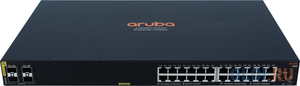 Коммутатор HPE Aruba 6100 JL677A 24G 4SFP+ 24PoE+ 370W управляемый коммутатор d link dgs 1250 28xmp dgs 1250 28xmp a1a 24g 4sfp 24poe 370w настраиваемый