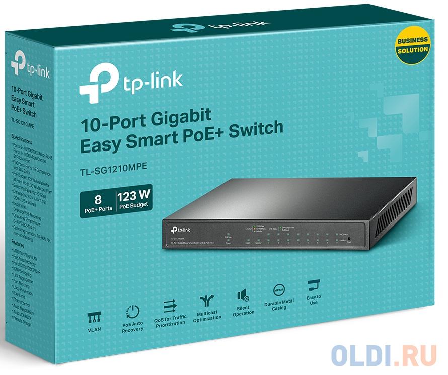 10-Port Gigabit Easy Smart Switch with 8-Port PoE+, размер 209 х 126 х 26 мм TL-SG1210MPE - фото 5