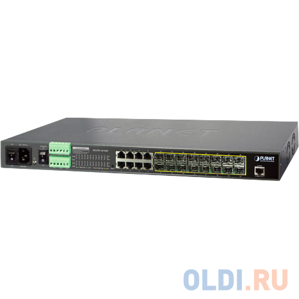 PLANET 16-Port 100/1000Base-X SFP + 8-Port 10/100/1000Base-T L2/L4 Managed Metro Ethernet Switch (AC+2 DC, DIDO) planet 16 port gigabit 60w ultra poe managed injector hub – 600w