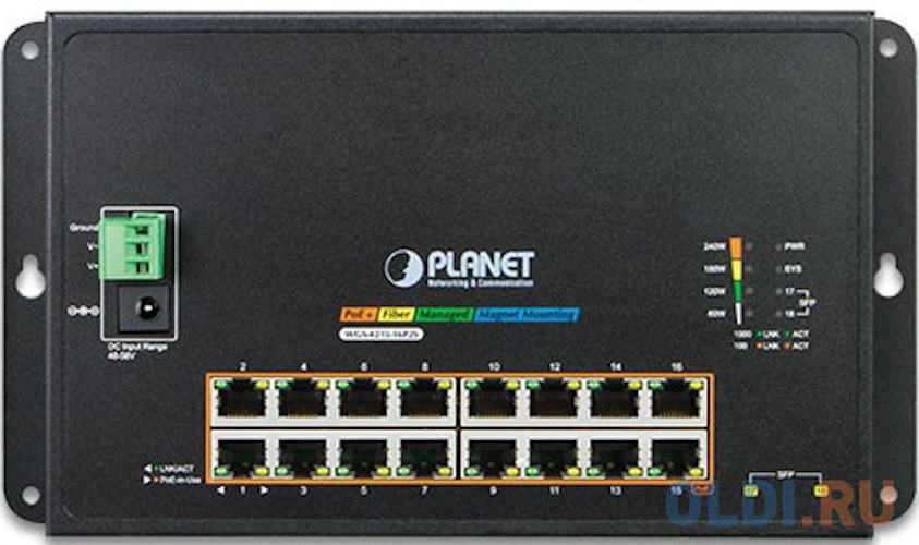PLANET WGS-4215-16P2S IP40, IPv6/IPv4, 16-Port 1000T 802.3at PoE + 2-Port 100/1000X SFP Wall-mount Managed Ethernet Switch (-10 to 60 C, dual power in тоник we are the planet avocado power ежедневный баланс 200 мл