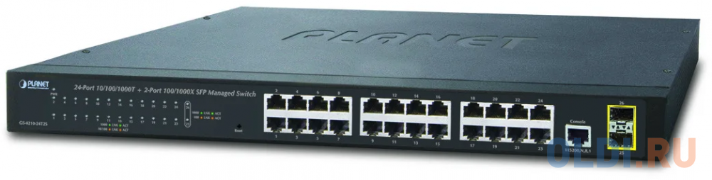 PLANET IPv4/IPv6, 24-Port 10/100/1000Base-T + 2-Port 100/1000MBPS SFP L2/L4 SNMP Manageable Gigabit Ethernet Switch aten 18 5 16 port ps 2 usb vga single rail widescreen lcd kvm switch