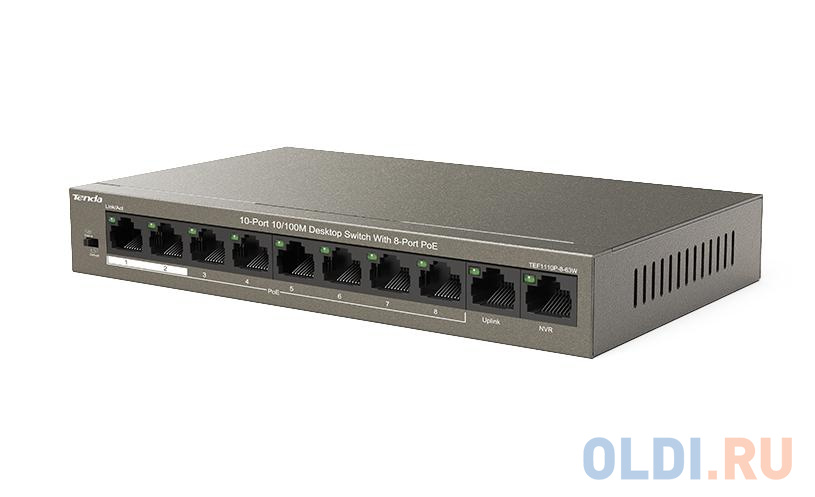 Коммутатор 10PORT 100M 8POE TEF1110P-8-63W TENDA - фото 2