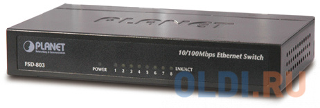 PLANET 8-Port 10/100Mbps Fast Ethernet Switch, Metal FSD-803 - фото 1