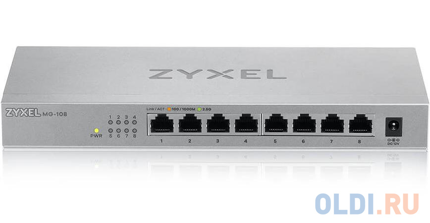 Zyxel MG-108 multi-gigabit switch, 8x1 / 2.5GE, desktop, silent