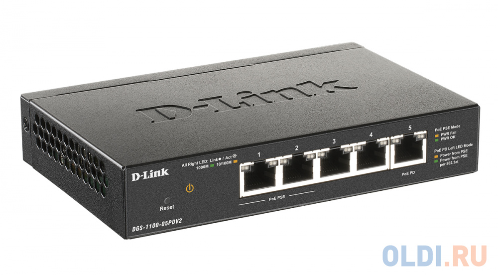Коммутатор D-Link DGS-1100-05PDV2 5G 2PoE настраиваемый фото