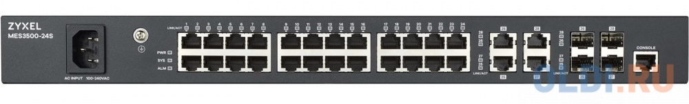 ZYXEL MES3500-24S L2 Switch, 24xFE, 4xCombo (SFP / RJ-45), AC Power, 8K MAC Addresses MES3500-24S-EU01V1F - фото 1