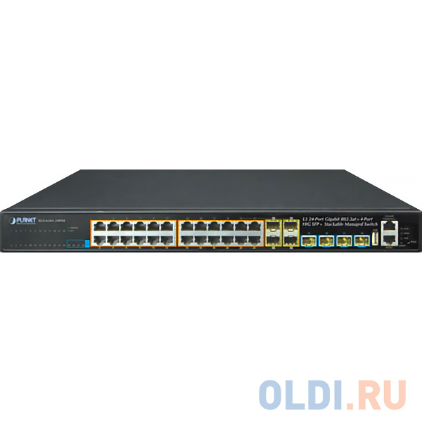 PLANET Layer 3 24-Port 10/100/1000T 802.3at POE + 4-Port 10G SFP+ Stackable Managed Gigabit Switch (370W) фото