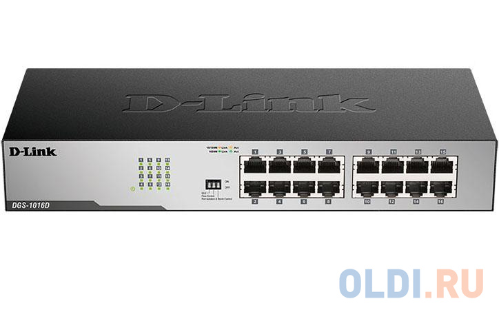 D-Link DGS-1016D/I2A Неуправляемый коммутатор с 16 портами 10/100/1000Base-T коммутатор d link des 1008p неуправляемый 8х10 100mbps