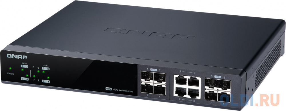 QNAP QSW-M804-4C 10 Gbps managed switch with 8 SFP + ports, 4 of which are combined with RJ-45, throughput up to 160 Gbps, JumboFrame support. от OLDI