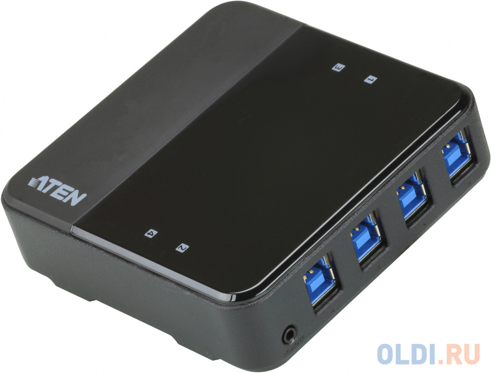 Переключатель Aten US434-AT USB, 4 ПК> 4 устройства, 4 USB B-тип > 4 USB A-тип, Male > Female, со шнурами A-B 2х1.2м.+2х1.8м. для подкл. к уп переключатель kvm aten cs64uz at kvm audio 1 user usb vga 4 cpu usb vga со встр шнурами usb 4x1 2м 2048x1536 настол исп стандарт шнуры