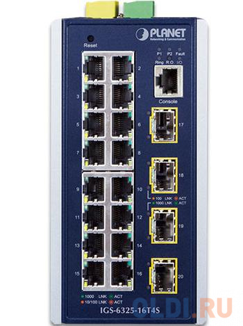 

PLANET IGS-6325-16T4S IP30 Industrial L3 16-Port 10/100/1000T + 4-port 1G/2.5G SFP Full Managed Switch (-40 to 75 C, dual redundant power input on 9~4