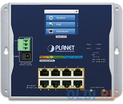 PLANET IP30, IPv6/IPv4, L2+ 8-Port 10/100/1000T 802.3at PoE + 2-Port 1G/2.5G SFP Wall-mount Managed Switch with LCD touch screen (-20~70 degrees C, du ta mingren heart shaped led wedding ring box pendent box with display storage jewelry case velvet lining 6 colors available