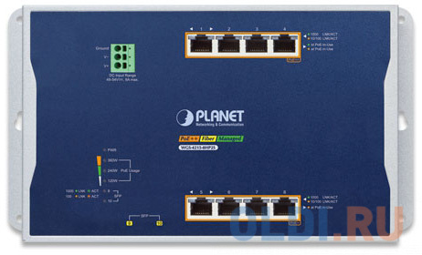 PLANET WGS-4215-8HP2S IP30, IPv6/IPv4, 4-Port 10/100/1000T 802.3bt 95W PoE + 4-Port 10/100/1000T 802.3at PoE + 2-Port 100/1000X SFP Wall-mount Managed ip30 ipv6 ipv4 8 port 1000tp wall mount managed ethernet switch 40 to 75 c dual redundant power input on 12 48vdc 24vac terminal block and po