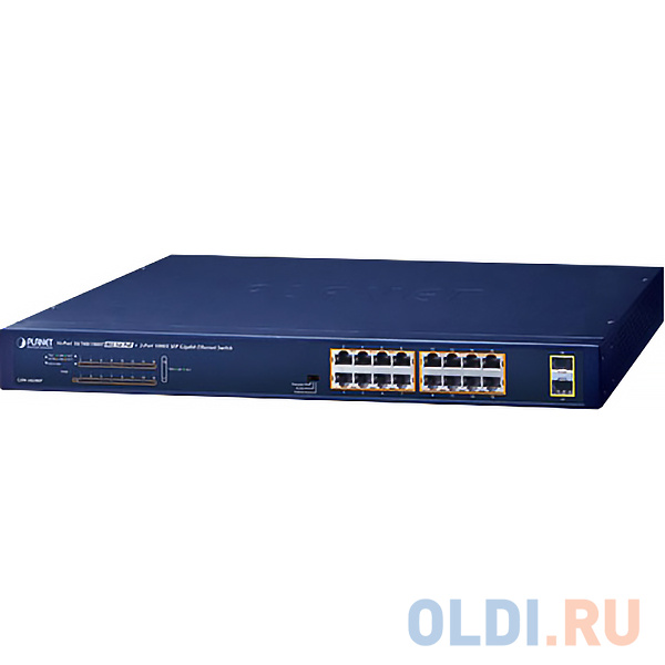 PLANET GSW-1820HP 16-Port 10/100/1000T 802.3at PoE + 2-Port 1000X SFP Ethernet Switch (240W PoE Budget, Standard/VLAN/Extend mode) ip30 slim type 5 port industrial fast ethernet switch 40 to 75 degree c