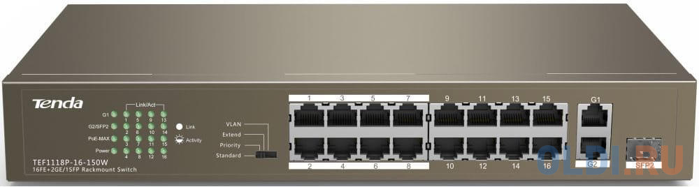 Коммутатор 16PORT TEF1118P-16-150W TENDA