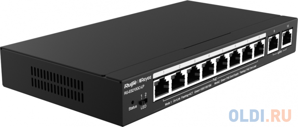 Reyee 10-Port Gigabit Smart POE Switch, 8 PoE/POE+ Ports with 2 Gigabit RJ45 uplink ports, 70W PoE power budget, Desktop Steel Case Reyee 10-Port Gigabit Smart POE Switch, 8 PoE/POE+ Ports with 2 Gigabit RJ45 uplink ports, 70W PoE power budget, Desktop Steel Case фото