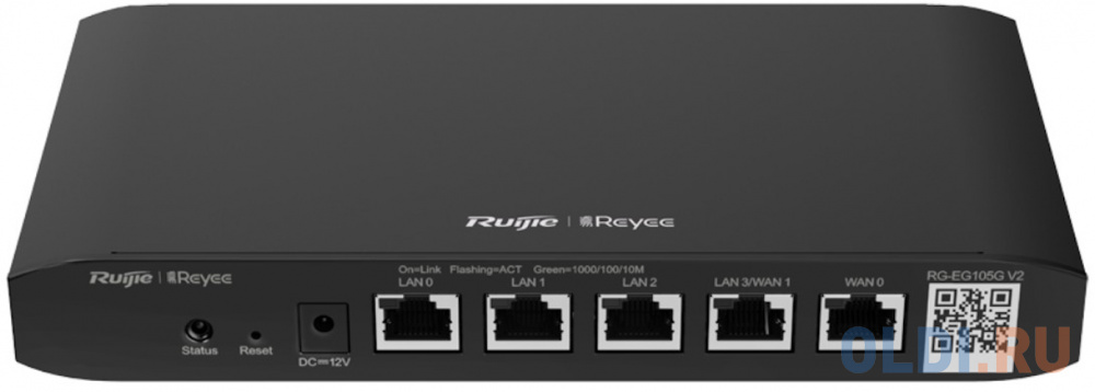 Reyee 5-Port Gigabit Cloud Managed  router, 5 Gigabit Ethernet connection Ports, support up to 2 WANs,  100 concurrent users, 600Mbps RG-EG105G V2 - фото 1