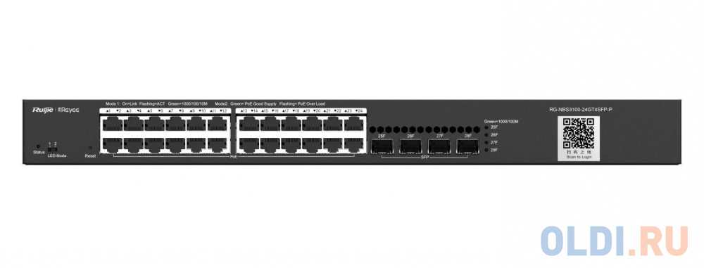 Reyee 24-Port Gigabit L2 Managed  Switch, 24 Gigabit RJ45 Ports, 4 SFP Slots, 19-inch Rack-mountable Steel Case display rack for supermarke poster metal stand store show table top stainless steel