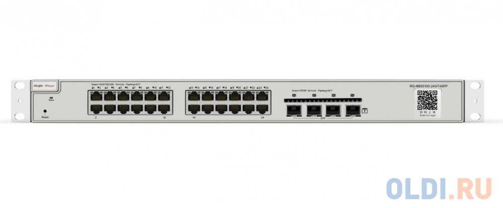 Reyee 24-Port Gigabit L2+ Managed Switch, 24 Gigabit RJ45 Ports, 4 SFP Ports,19-inch Rack-mountable Steel Case, Static Routing ruijie next gen wireless controller 8 port 10 100 1000base t 2 ge sfp combo ports 32 aps license included by default maximum 320 aps license or m