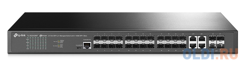 TP-Link TL-SG3428XF JetStream 24-портовый управляемый SFP-коммутатор уровня 2+ с четырьмя слотами SFP+ 10 Гбит/с