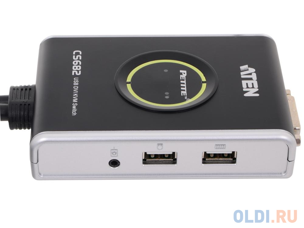 Переключатель KVM ATEN (CS682-AT) KVM+Audio, 1 user USB+DVI-D = 2 cpu USB+DVI-D, со встр.шнурами USB+Audio 2x1.2м., 1920x1200, настол., исп.стандарт - фото 2