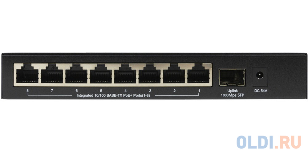 Unmanaged Switch 8x100Base-TX PoE, 1x1000Base-X SFP, PoE Budget 80W, metal case OS1209P/80W/A1A - фото 2