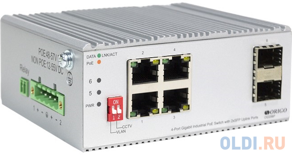 Unmanaged Industrial Switch 4x1000Base-T PoE, 2x1000Base-X SFP, PoE Budget 120W, Surge 4KV, -40 to 75°C OI2206P/120W/A1A - фото 2