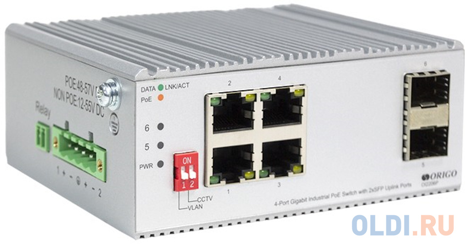 Unmanaged Industrial Switch 4x1000Base-T PoE, 2x1000Base-X SFP, PoE Budget 60W, Surge 4KV, -40 to 75°C OI2206P/60W/A1A - фото 2
