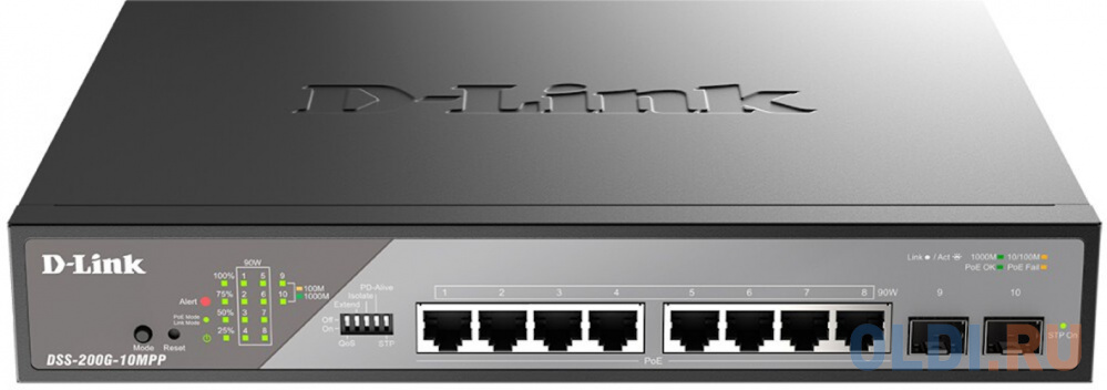 D-Link Smart L2 Surveillance Switch 81000Base-T PoE 802.3bt 90W, 2x1000Base-X SFP, PoE Budget 242W, Long-range PoE up to 250m