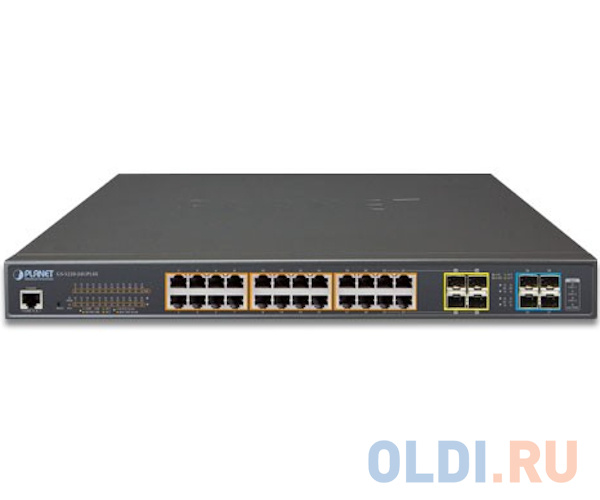 коммутатор/ PLANET L2+/L4 24-Port 10/100/1000T 75W Ultra PoE with 4 shared SFP + 4-Port 10G SFP+ Managed Switch, with Hardware Layer3 IPv4/IPv6 Static GS-5220-24UPL4XR - фото 1