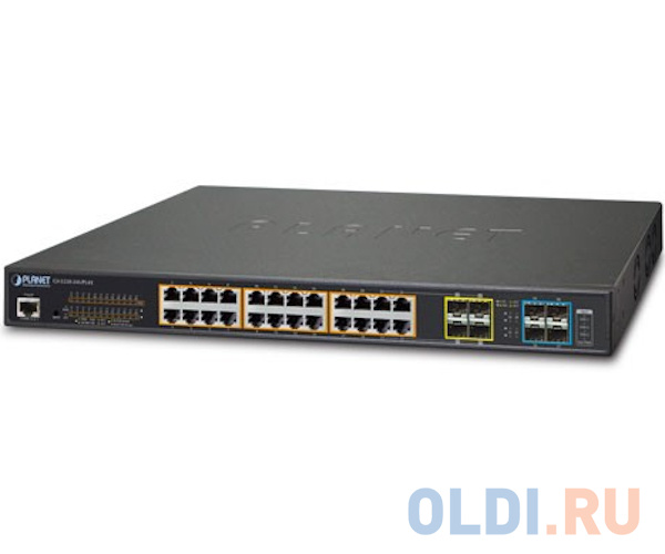 коммутатор/ PLANET L2+/L4 24-Port 10/100/1000T 75W Ultra PoE with 4 shared SFP + 4-Port 10G SFP+ Managed Switch, with Hardware Layer3 IPv4/IPv6 Static GS-5220-24UPL4XR - фото 2