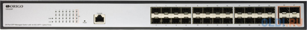 Managed L3 Switch 24x1000Base-X SFP, 4x10GBase-X SFP+, RJ45 Console, 19