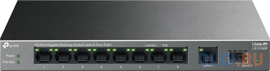 Коммутатор TP-Link LS1210GP 9x1Гбит/с 1SFP 8PoE 61W неуправляемый - фото 3