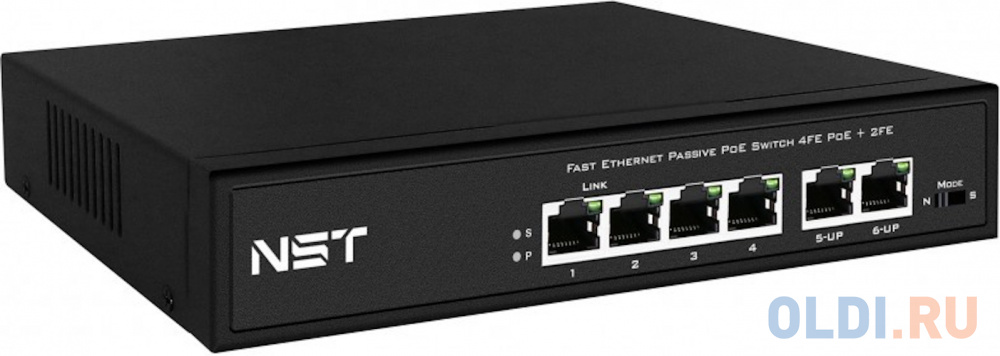 Passive PoE коммутатор Fast Ethernet на 6 портов. Порты: 4 х FE (10/100 Base-T, 52V 4,5(+) 7,8(–)) совместимы с PoE (IEEE 802.3af/at), 2 x FE (10/100 NS-SW-4F2F-P/A - фото 2