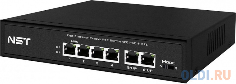 Passive PoE коммутатор Fast Ethernet на 6 портов. Порты: 4 х FE (10/100 Base-T, 52V 4,5(+) 7,8(–)) совместимы с PoE (IEEE 802.3af/at), 2 x FE (10/100 NS-SW-4F2F-P/A - фото 3