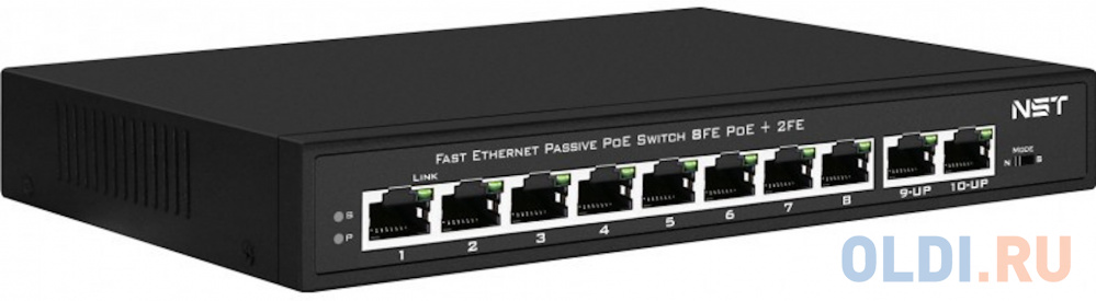 Passive PoE коммутатор Fast Ethernet на 10 портов. Порты: 8 х FE (10/100 Base-T, 52V 4,5(+) 7,8(–)) совместимы с PoE (IEEE 802.3af/at), 2 x FE (10/100 NS-SW-8F2F-P/A - фото 2